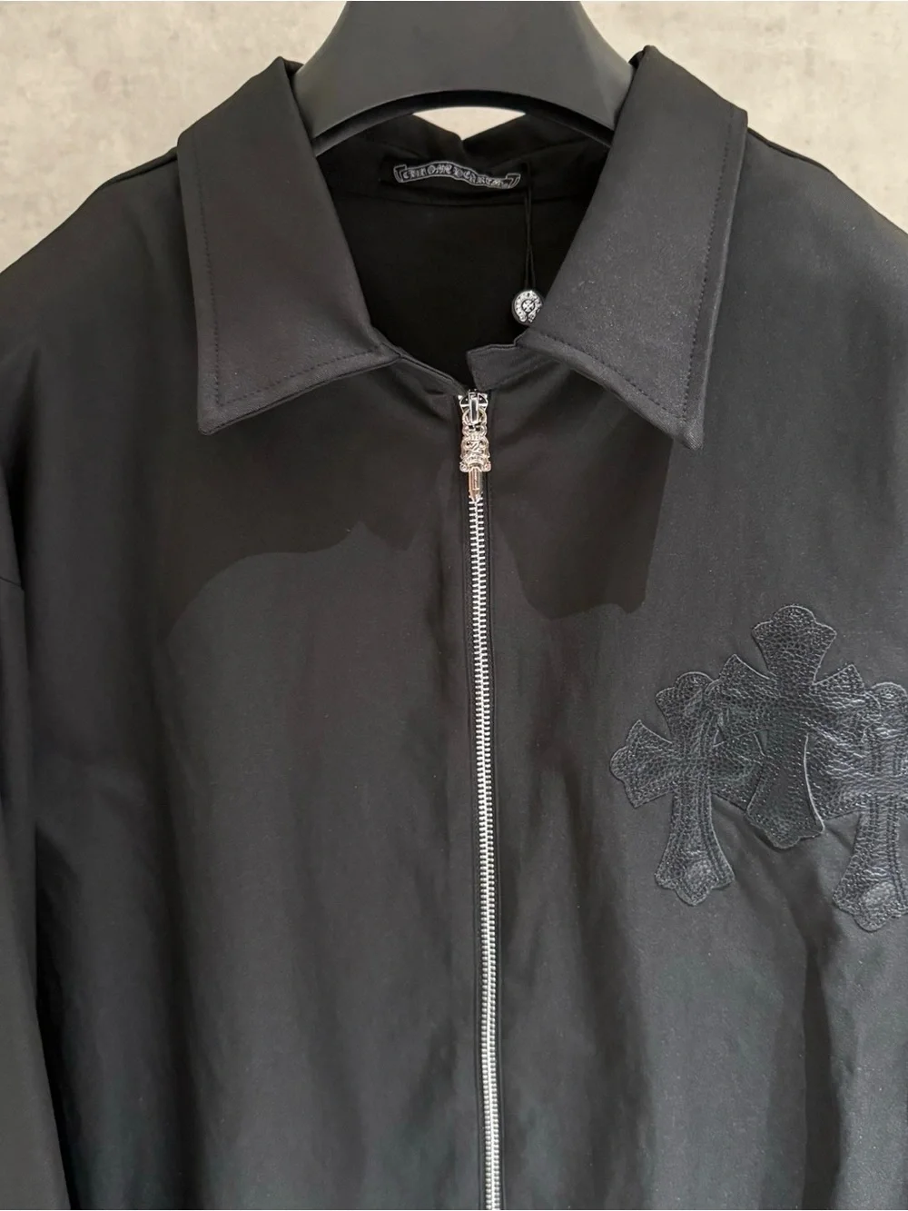 Chrome Hearts Black Lightweight Zip Jacket with Subtle Embroidery